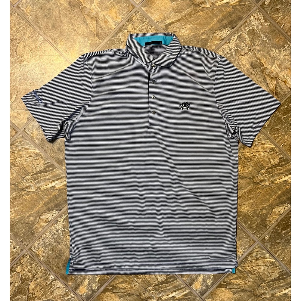 Greyson Golf Polo Mens XL Navy Blue Bettinardi Wolf Logo Stripe